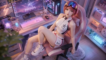 粉色电竞房甜酷美少女