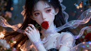 拿着鲜花的女孩