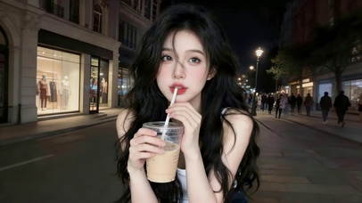 街边可爱奶茶女孩