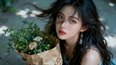 春天治愈鲜花女孩