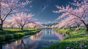 星空河畔浪漫樱花林