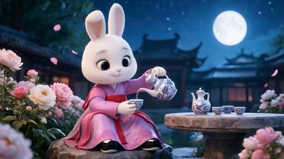 中秋夜景兔子