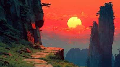 落日山巅