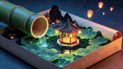 盒匣里的荷塘流水小亭