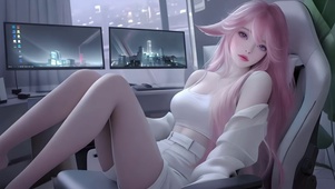 粉发电竞少女