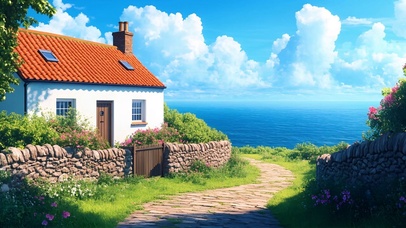 唯美湖边小屋