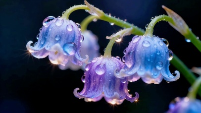 梦幻带露蓝紫风铃花