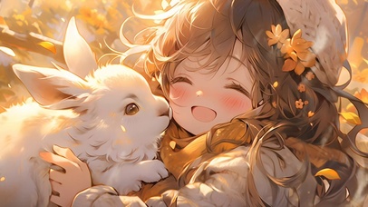 4K 小女孩与兔子