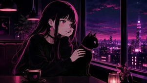 紫夜咖啡馆黑猫美少女
