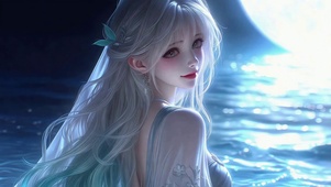 月夜海边流萤