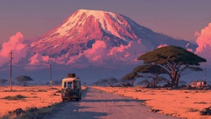 雪山下的草原小径