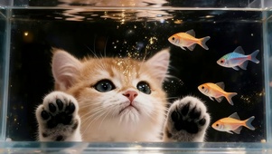 猫咪赏鱼