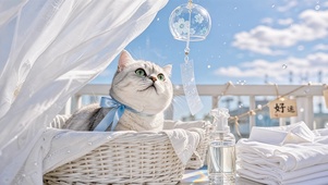 窗边软萌猫咪