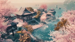 海边唯美宏伟古城建筑