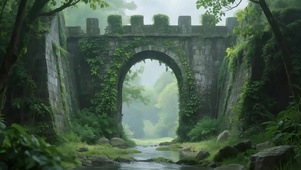 雨后溪流古堡