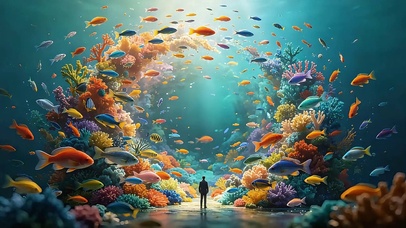 碧海珊瑚鱼游