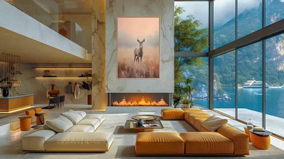 豪华公寓空间中舒缓的爵士音乐