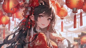 红裳贺岁女