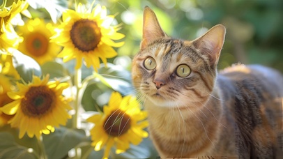 猫与向日葵