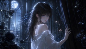 月夜蓝调黑玫瑰美少女