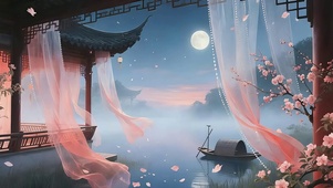 古亭月夜小舟