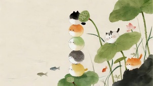 荷叶上的猫咪