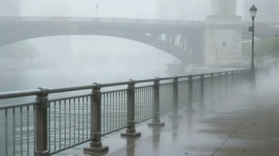 迷雾雨天街道