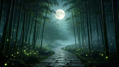 竹林月色