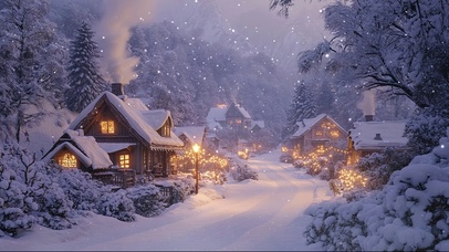 冬日静谧积雪小镇