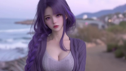 甜美海边美女 