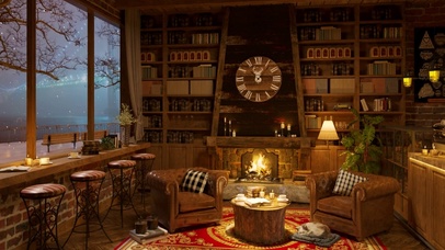 冬季雪天舒适咖啡店