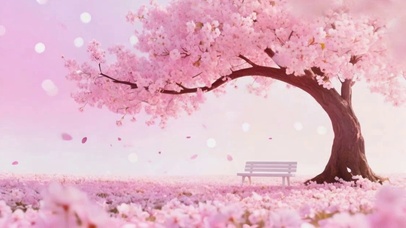 樱花树下的长椅