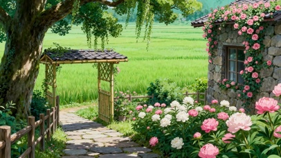 治愈乡间花海田园风景