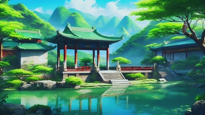 清新护眼古风建筑