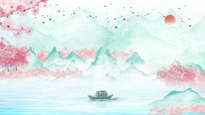 清新中国风粉色樱花古风