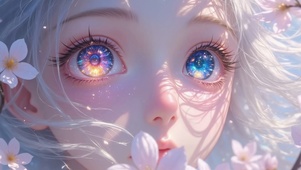 眼睛里有星星白发少女
