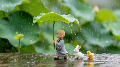 雨天一禅小和尚