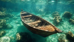 阳光海底木船