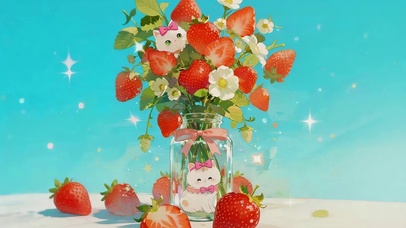 可爱草莓猫咪