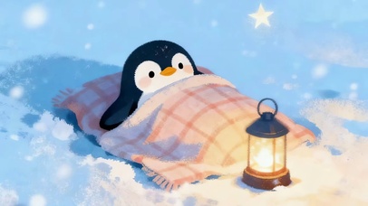 安睡雪企鹅