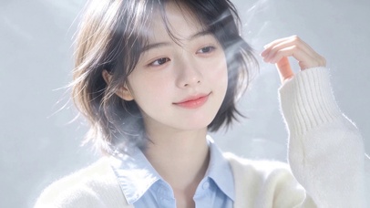 柔光短发少女