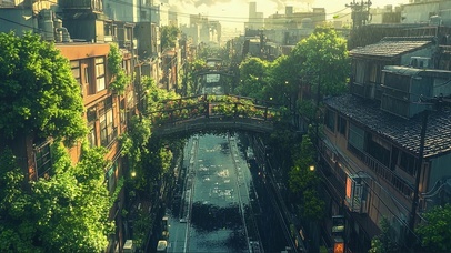 绿色黄昏氧气生态城市