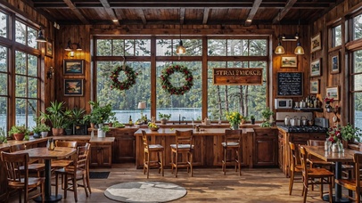 【雨景】湖边的咖啡馆