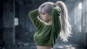 银发少女侧影