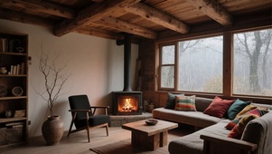 【雨景】雨中的温暖小屋