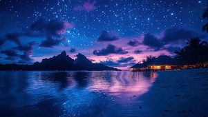 静谧海滩星空