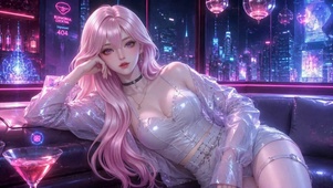 赛博霓虹粉发美少女