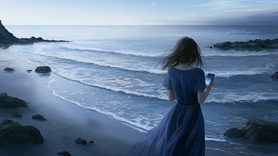 海边孤独感美女