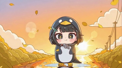 秋日小路企鹅宝宝