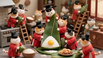 招财猫官包粽仪式